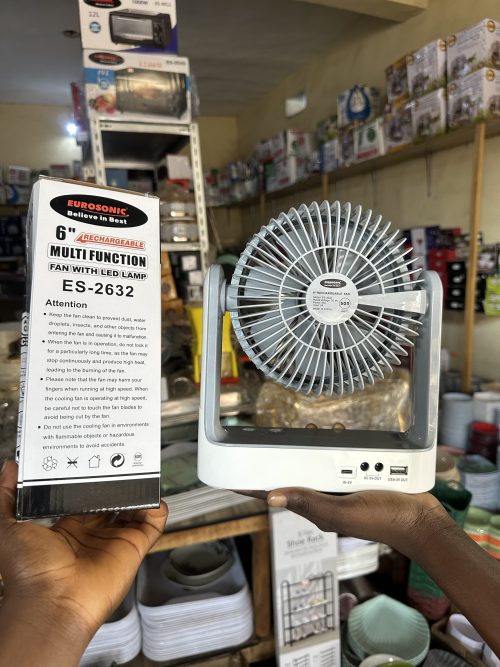 Eurosonic Electric Rechargeable Fan 6 inches ES-2632