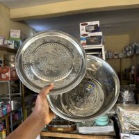 Stainless Bowl plate with Cover – Finger Gold 26cm