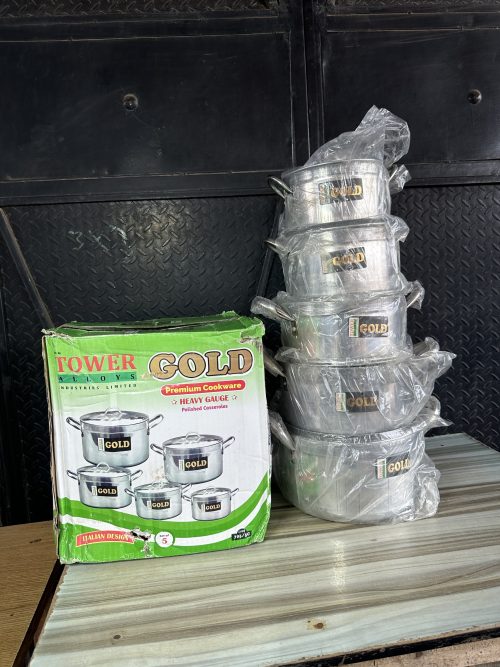Tower Gold Cooking Pot Set 5 pieces