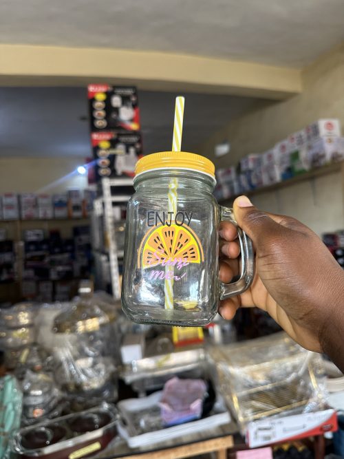 Glass Straw Cup with Handle - 1 piece