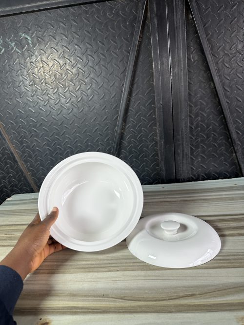 White Ceramic Bowl with Cover Big size - without carton